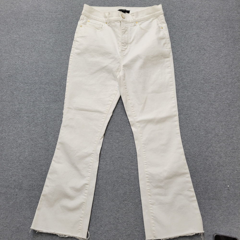 Ann Taylor White Fringed Jeans